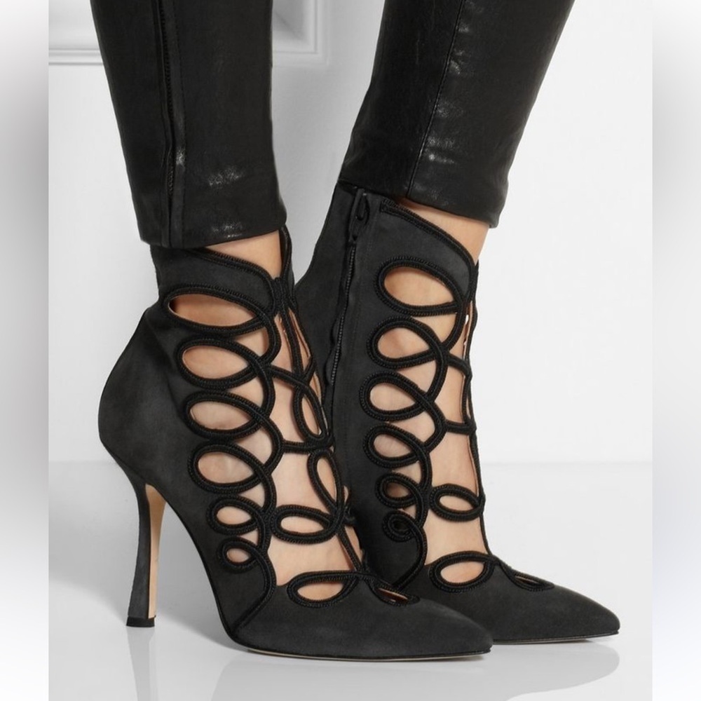 Oscar de la renta empire VINTAGE cut out suede ankle boots